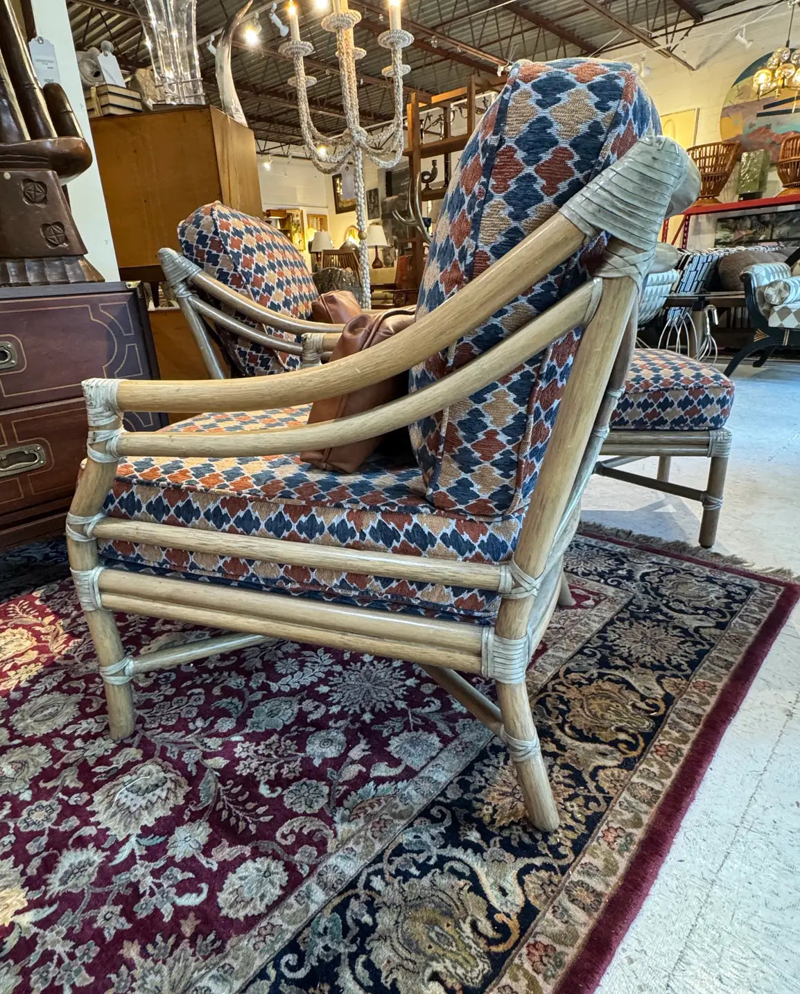 McGuire Bamboo Lounge Chairs with Ottoman – A Pair