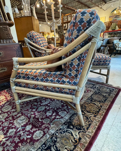 McGuire Bamboo Lounge Chairs with Ottoman – A Pair