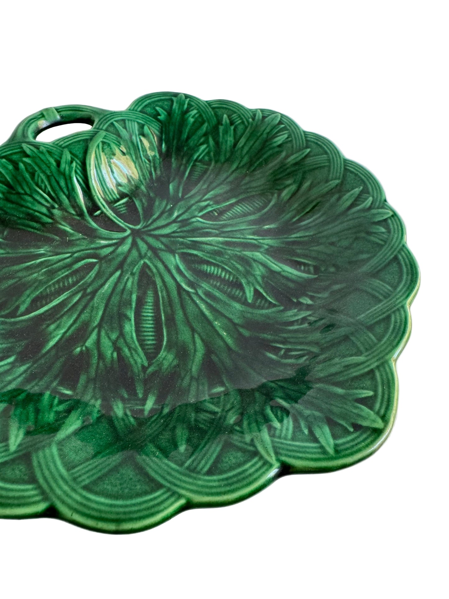 Antique Portuguese Majolica Leaf Plate, circa 1900