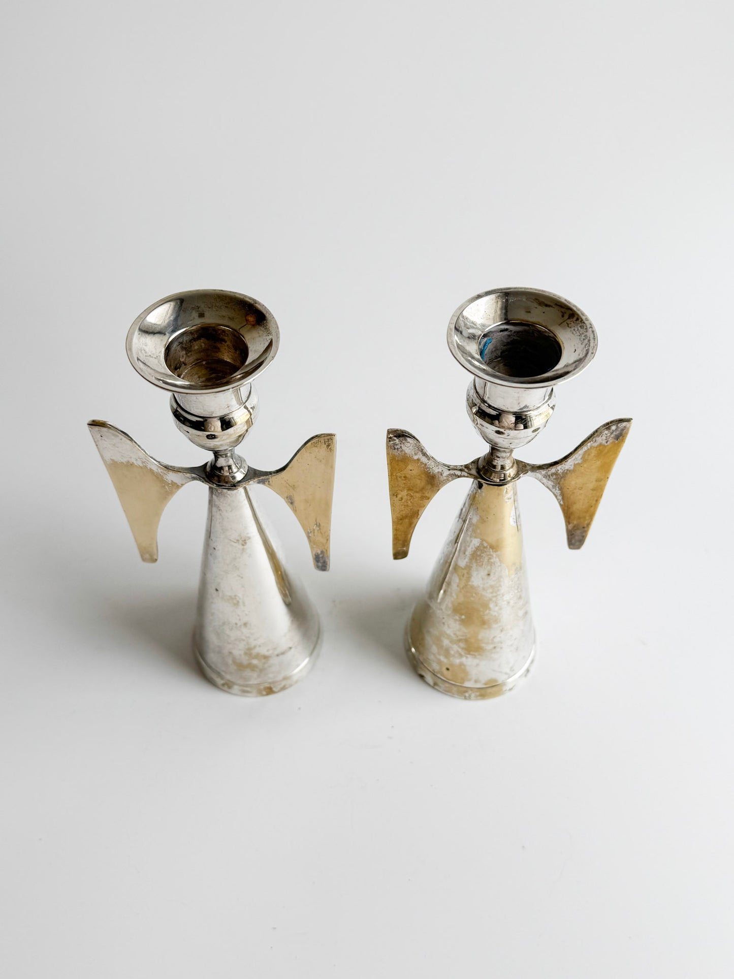 Vintage Italian EPNS Winged Angel Candlesticks – Pair