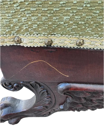 Antique Green Regency-Style Recamier Settee