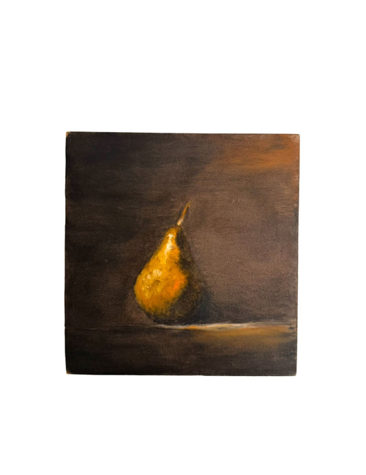 Golden Pear – Still Life on Board, Attributed to Alice Adler (1931–2024)