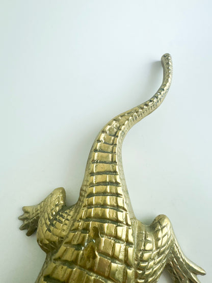 Vintage Solid Brass Alligator Figurine