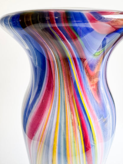 Vibrant 16" Swirled Murano-Style Art Glass Vase