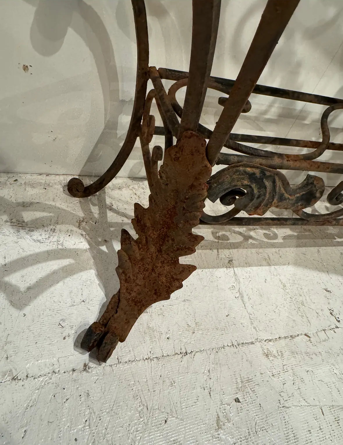 Wrought Iron Console With Marble Top, Mid-20th Century, French Style