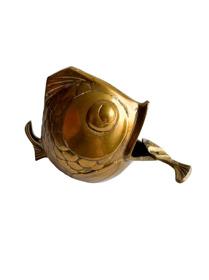 MCM Figural Brass Fish Ashtray