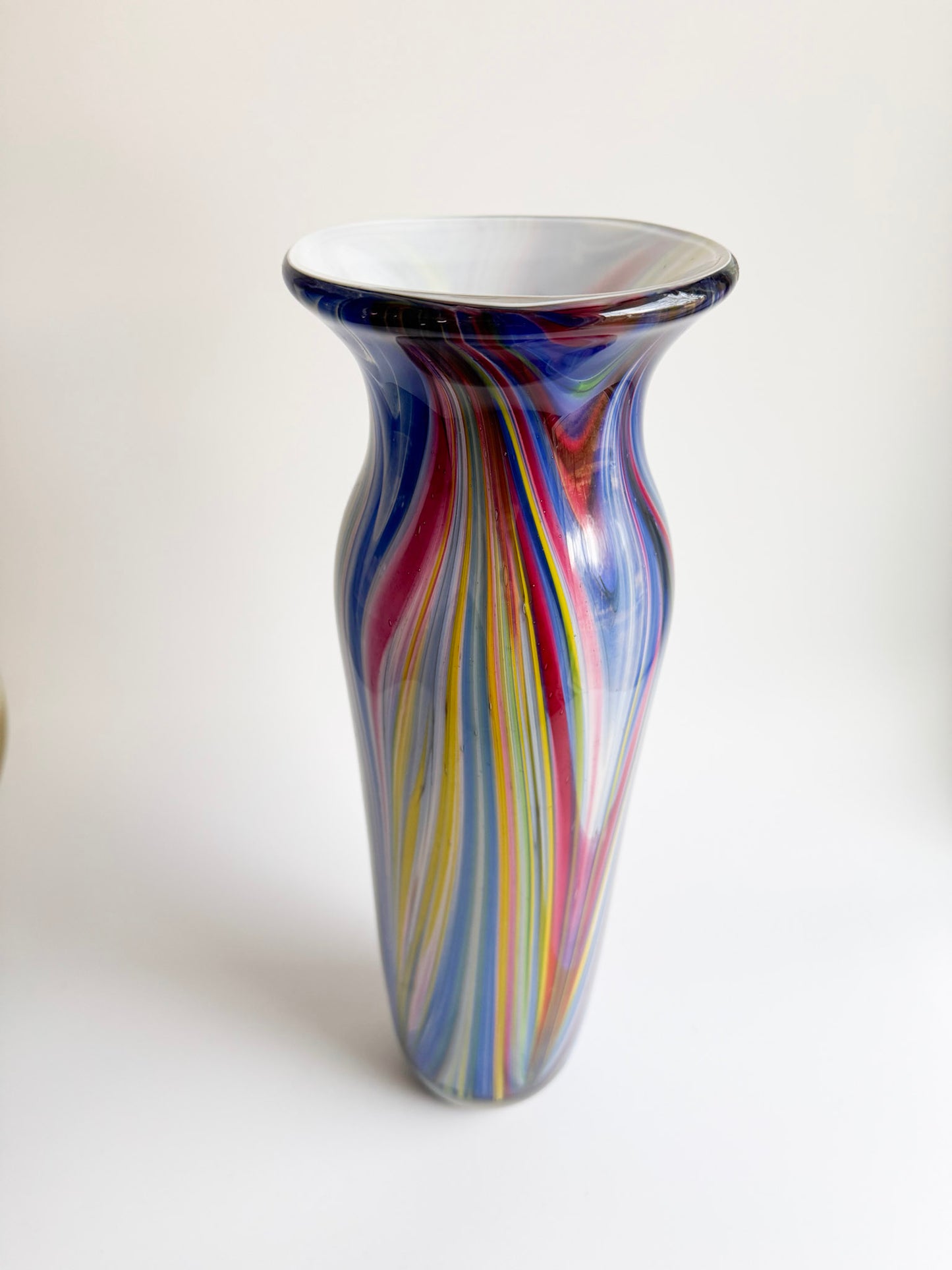 Vibrant 16" Swirled Murano-Style Art Glass Vase