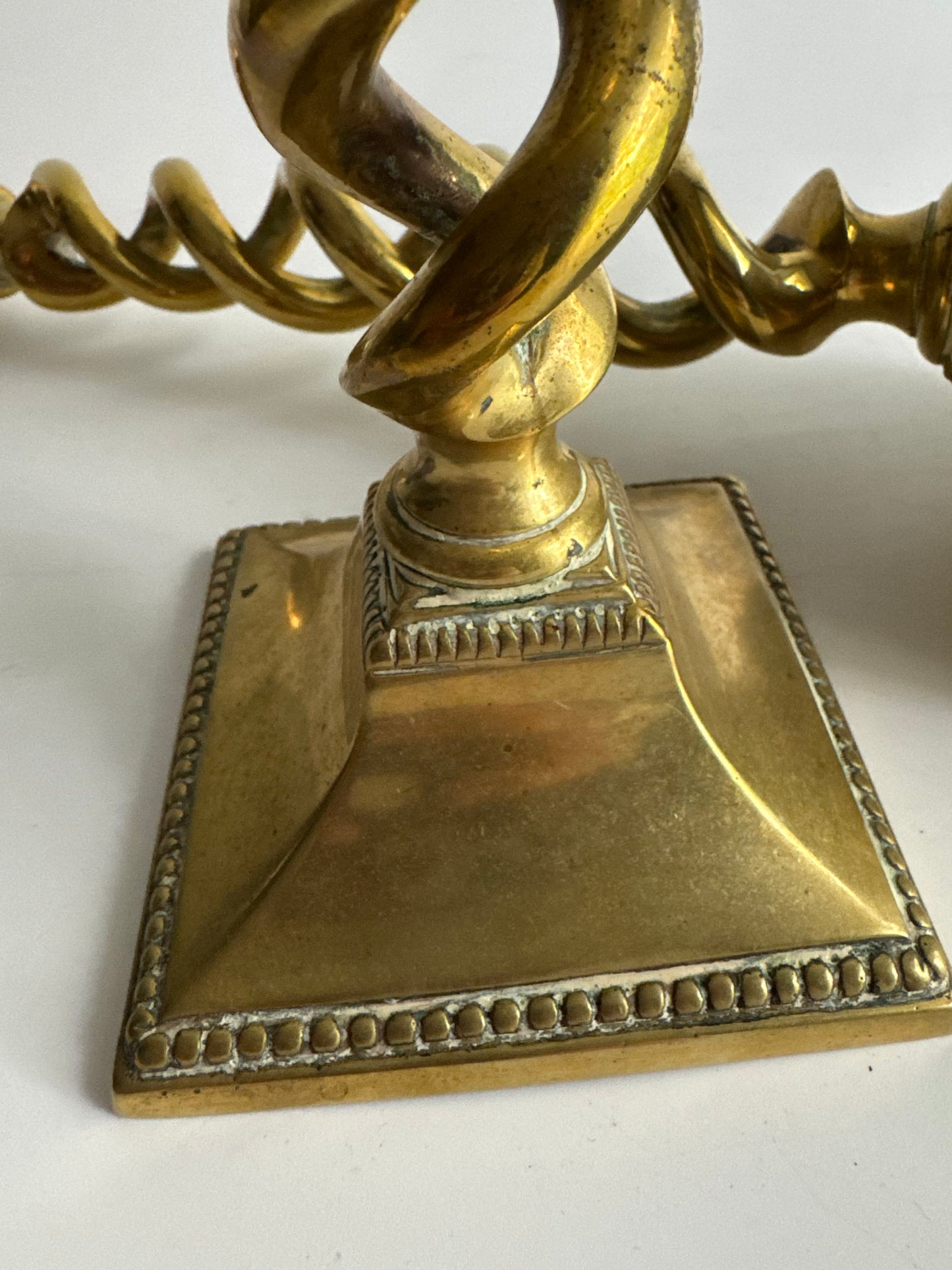 Pair of Vintage Brass Barley Twist Candlesticks