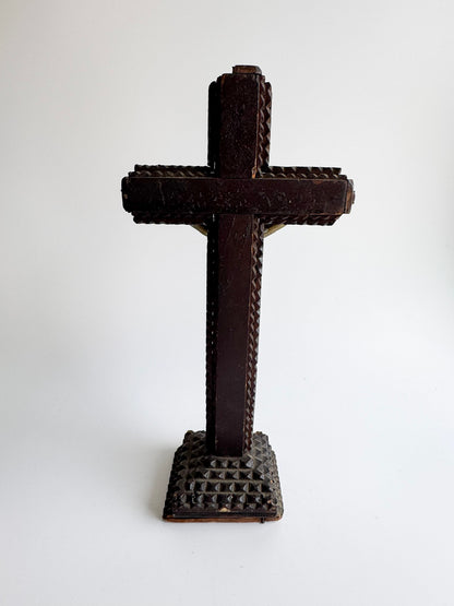 Antique Tramp Art Crucifix, Early 20th Century
