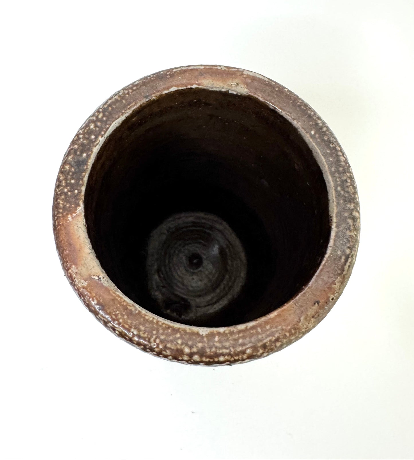 Signed Handcrafted Studio Pottery Vase with Scroll Motif