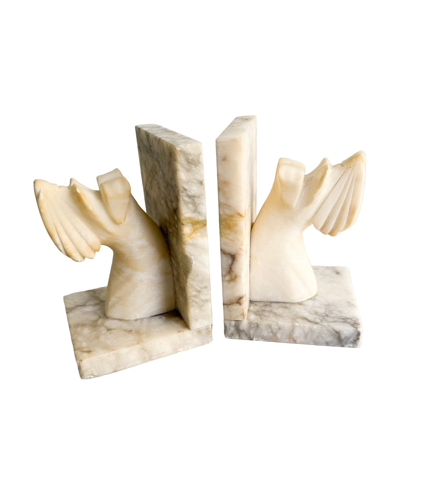 Pair of Mid-Century Modern Carved Alabaster Dog Bookends