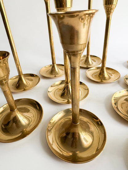 Vintage Brass Candlestick Holders — Set of 13