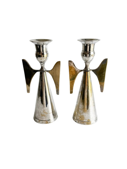 Vintage Italian EPNS Winged Angel Candlesticks – Pair