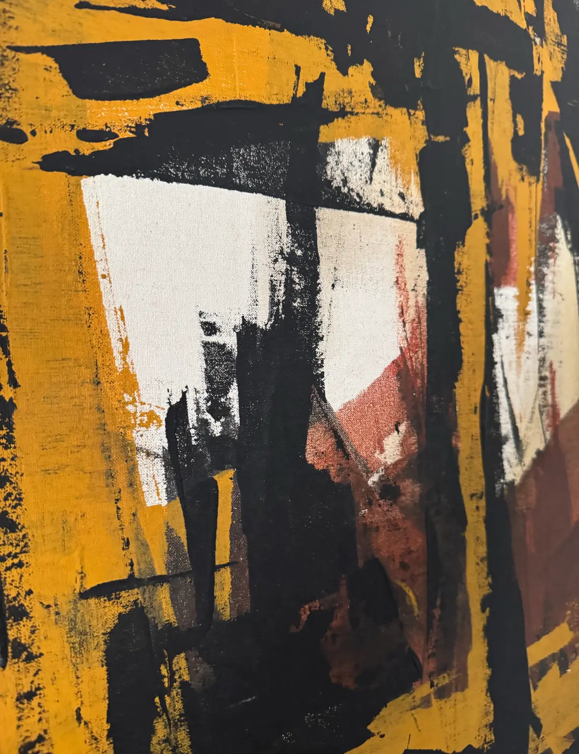 Hilton Leech, Earthquake, Abstract Mixed Media Painting, 1960s