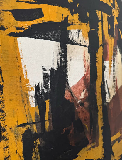 Hilton Leech, Earthquake, Abstract Mixed Media Painting, 1960s