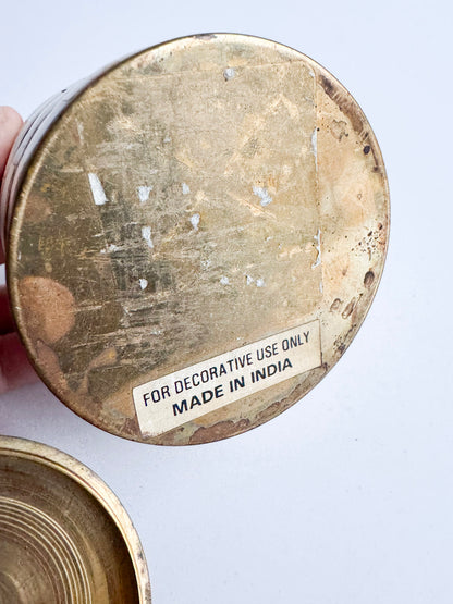 Vintage Brass & Mother of Pearl Lidded Canister