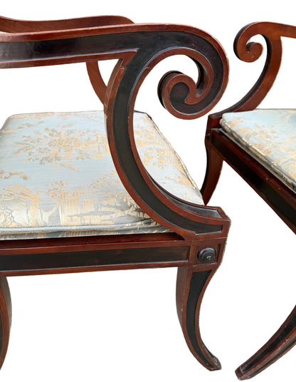 Pair Baker Furniture Regency Dining Chairs With Klismos Legs