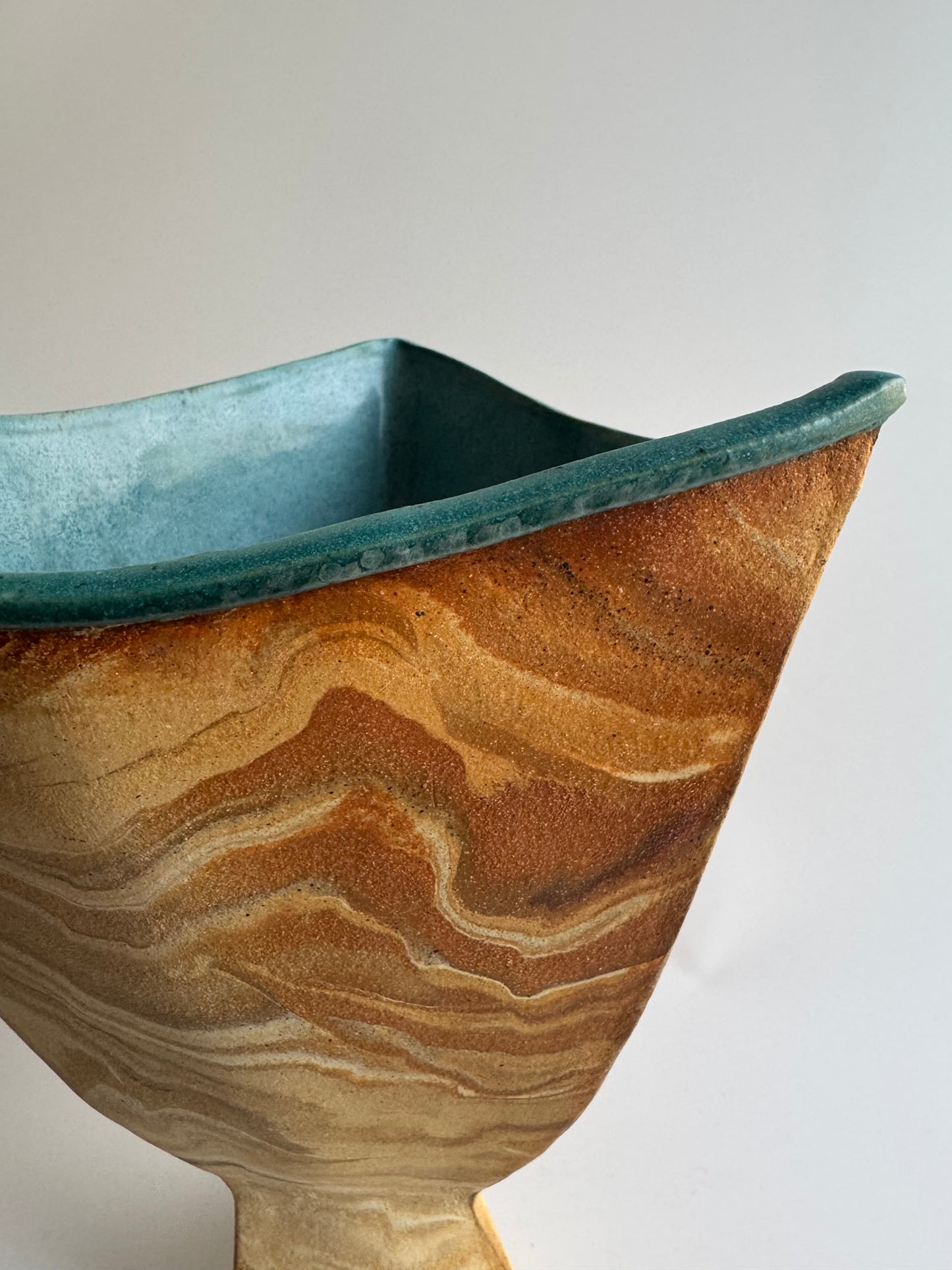 Signed Sculptural Marbled Stoneware Vase