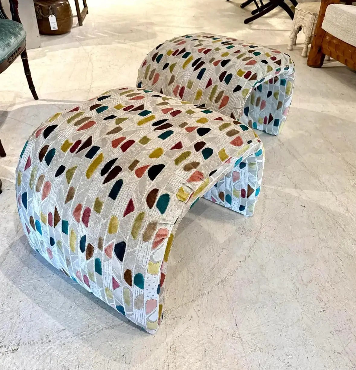 Pair of Vintage Newly Upholstered Ottomans in the Style of Karl Springer