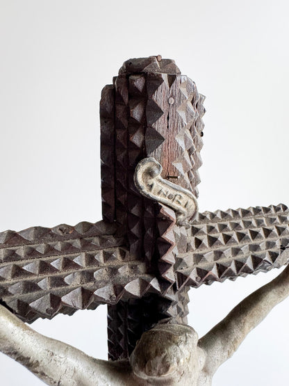 Antique Tramp Art Crucifix, Early 20th Century