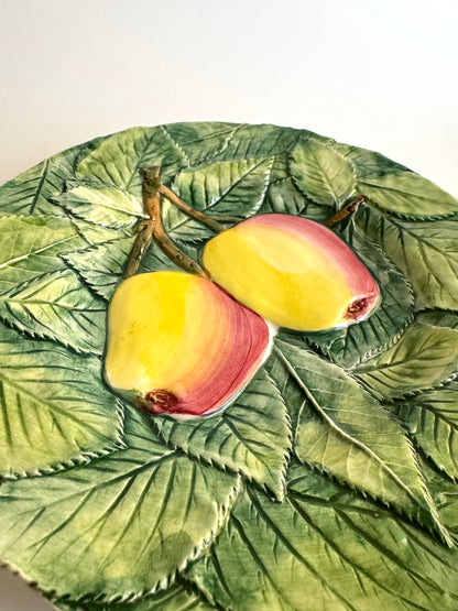 Vintage Majolica Plate with Pears and Leaves