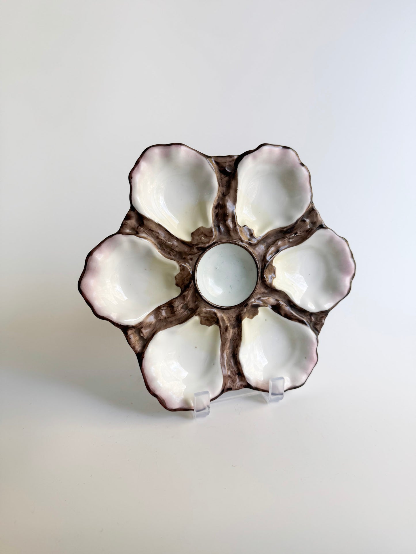 Vintage Majolica-Style Oyster Plate