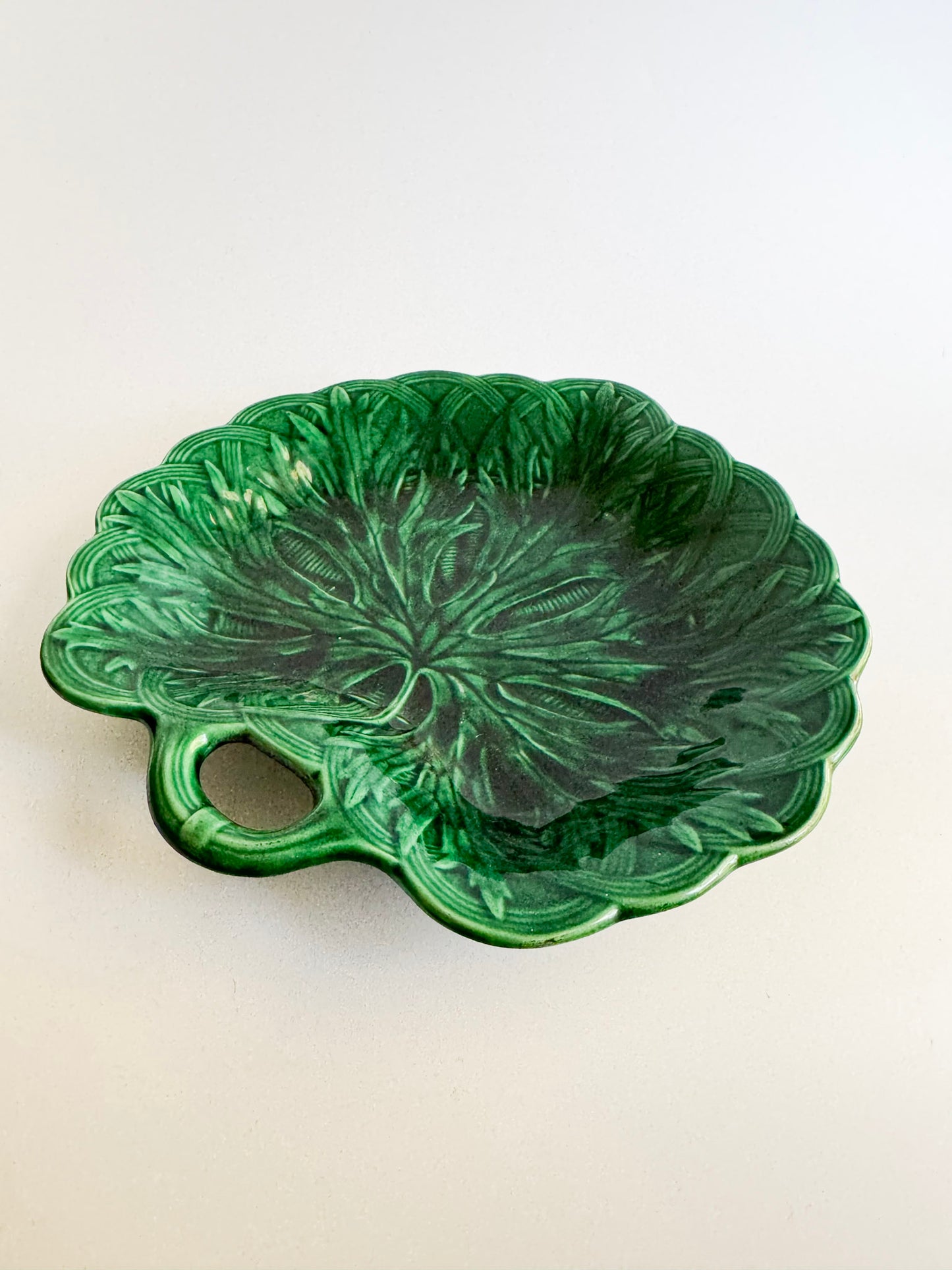 Antique Portuguese Majolica Leaf Plate, circa 1900
