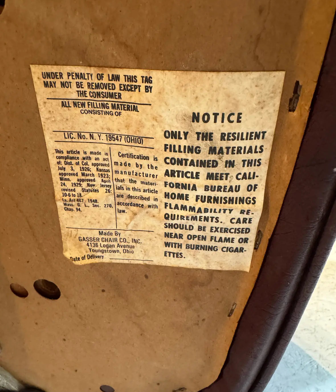 Vintage Industrial Gasser Chair Co. Rolling Settee in Burgundy Faux Leather