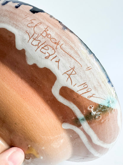 Vintage Studio Art Pottery Wall Charger Bowl – Signed & Dated 1998