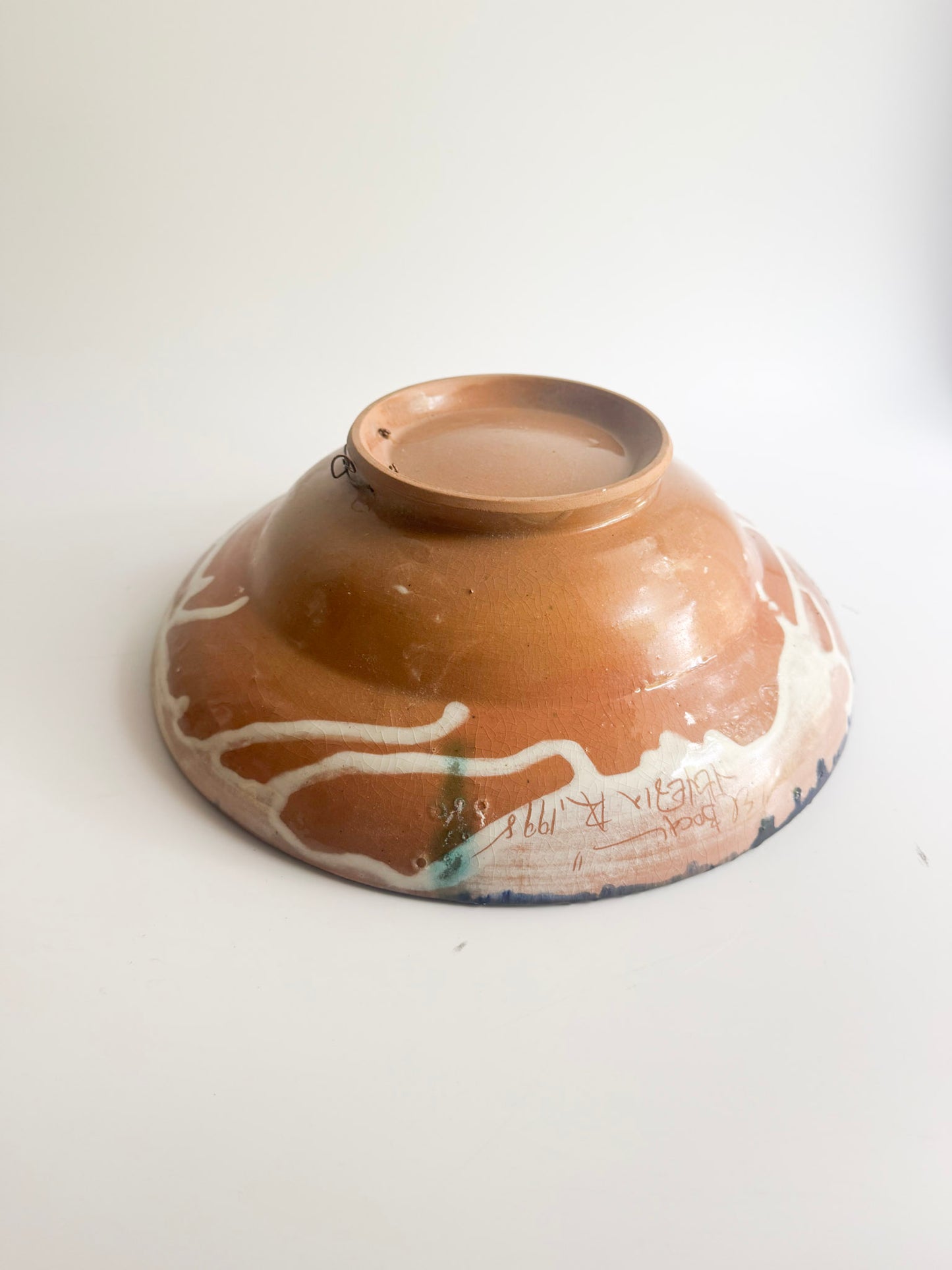 Vintage Studio Art Pottery Wall Charger Bowl – Signed & Dated 1998