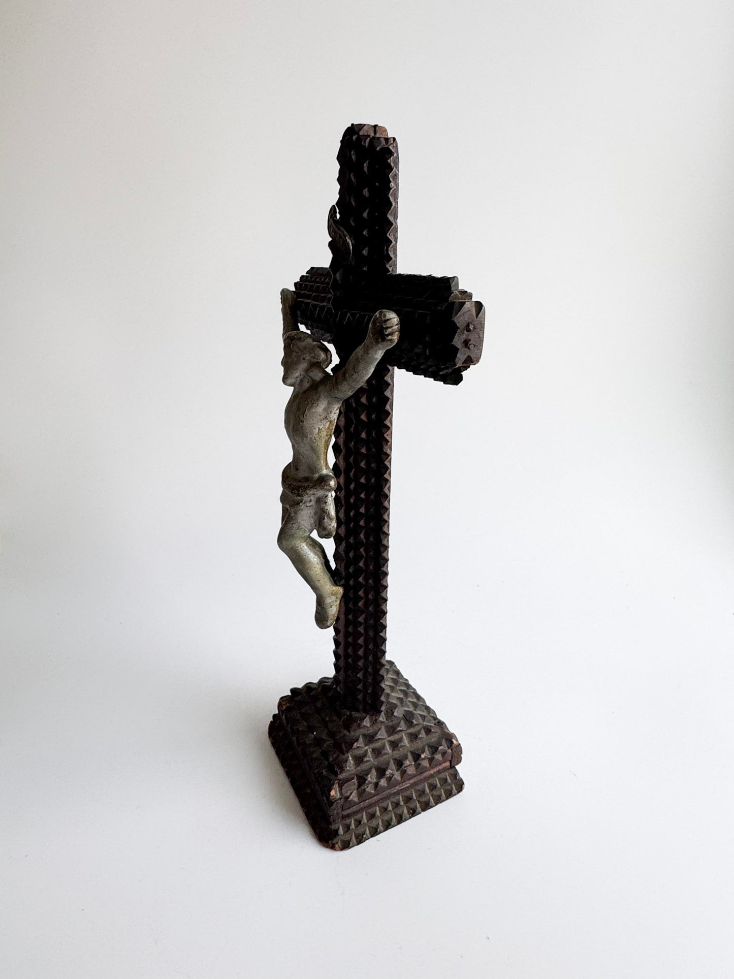 Antique Tramp Art Crucifix, Early 20th Century