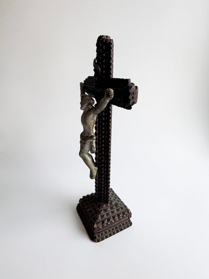 Antique Tramp Art Crucifix, Early 20th Century