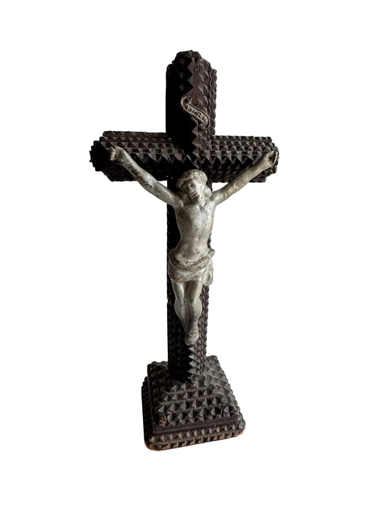 Antique Tramp Art Crucifix, Early 20th Century
