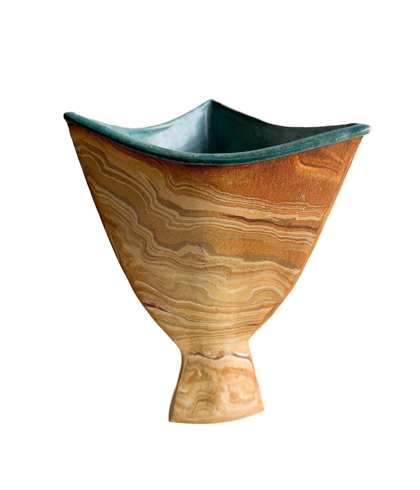 Signed Sculptural Marbled Stoneware Vase