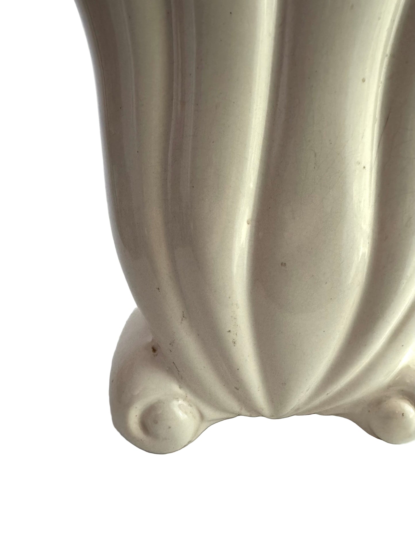 Vintage Art Deco Style Fluted Ivory Ceramic Vase