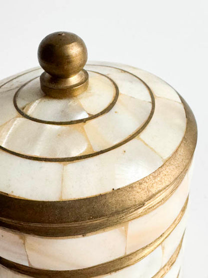 Vintage Brass & Mother of Pearl Lidded Canister
