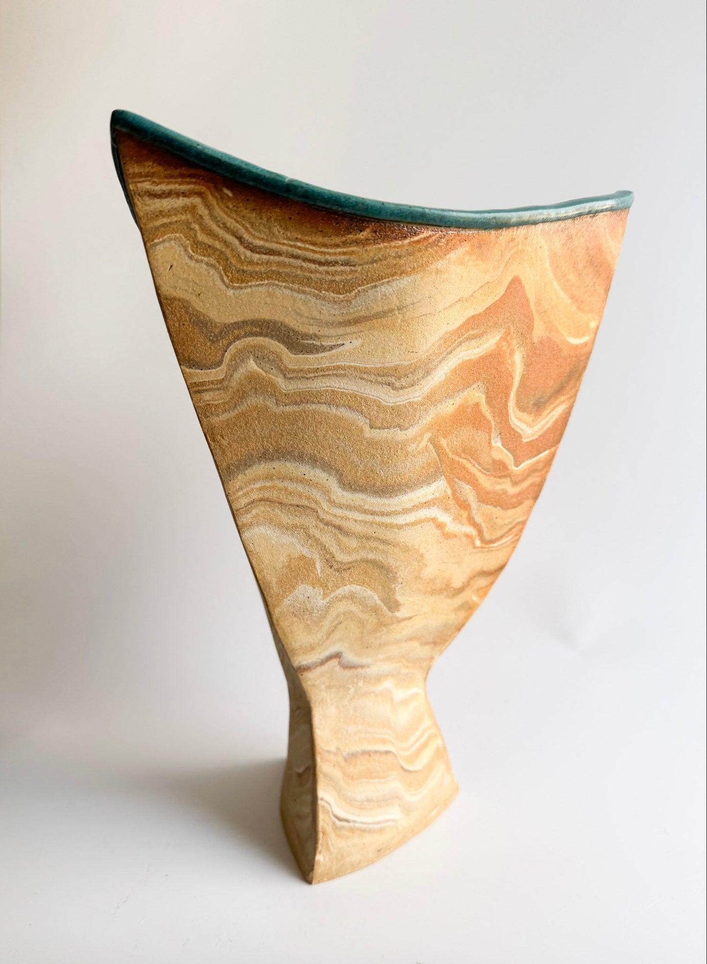 Signed Sculptural Marbled Stoneware Vase