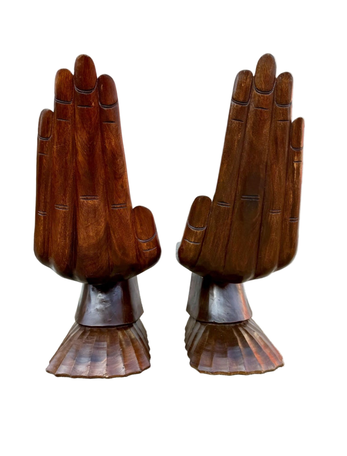Pair of Hand-Carved Acacia Wood Hand Stools / Child-Size Chairs