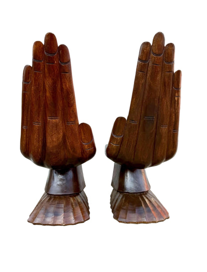 Pair of Hand-Carved Acacia Wood Hand Stools / Child-Size Chairs