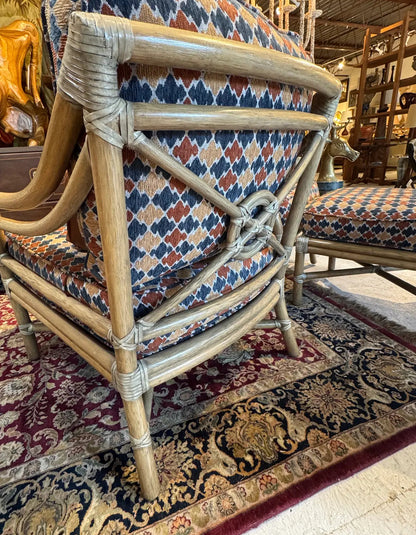 McGuire Bamboo Lounge Chairs with Ottoman – A Pair