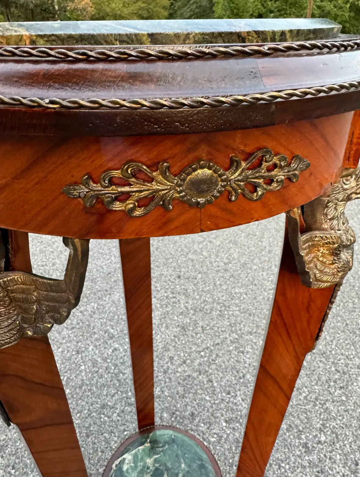 Neoclassical Revival Pedestal with Marble Top and Gilt Bronze Mounts