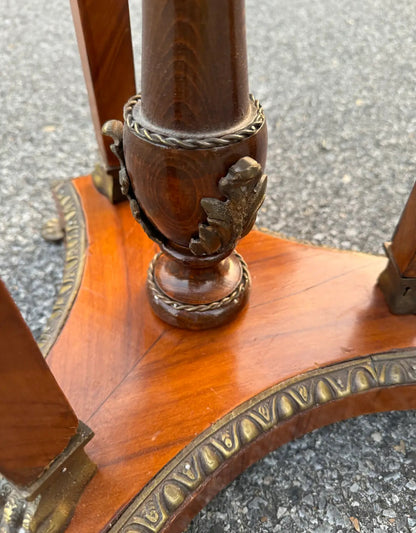Neoclassical Revival Pedestal with Marble Top and Gilt Bronze Mounts