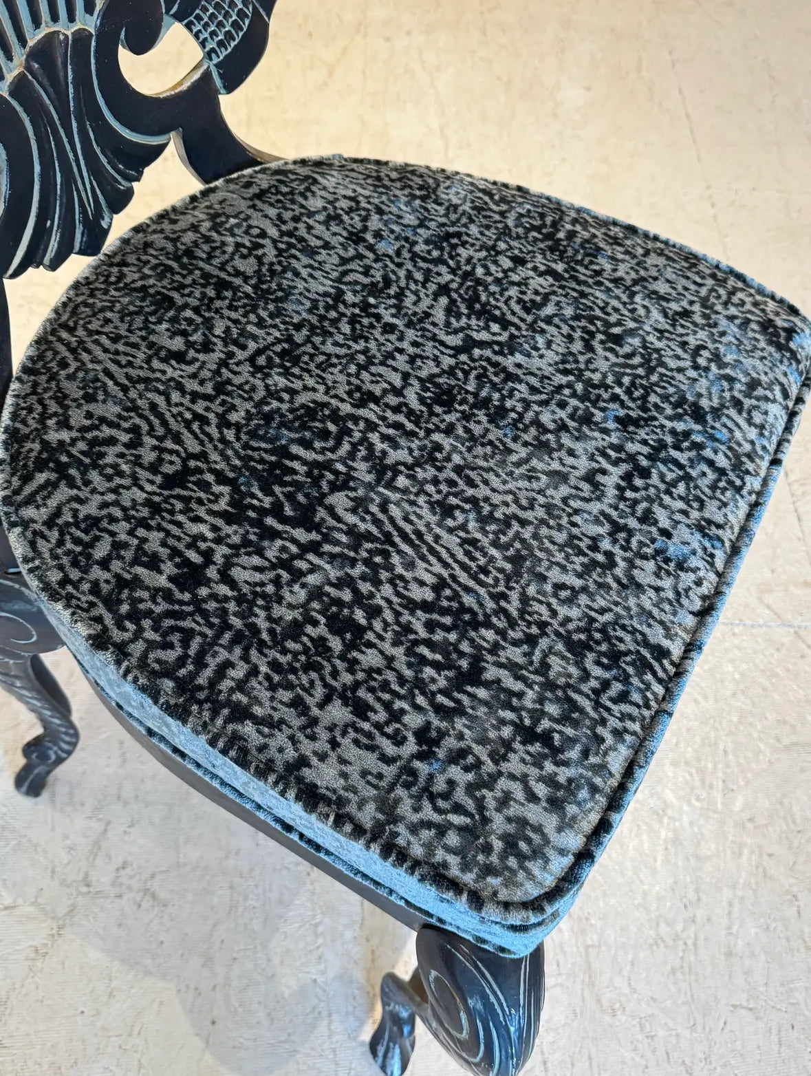 Set of 4 Vintage Iron Grotto Shell Back Chairs — Newly Reupholstered