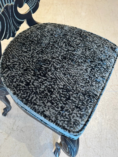 Set of 4 Vintage Iron Grotto Shell Back Chairs — Newly Reupholstered