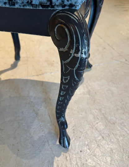 Set of 4 Vintage Iron Grotto Shell Back Chairs — Newly Reupholstered