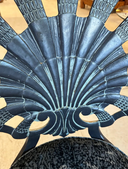 Set of 4 Vintage Iron Grotto Shell Back Chairs — Newly Reupholstered