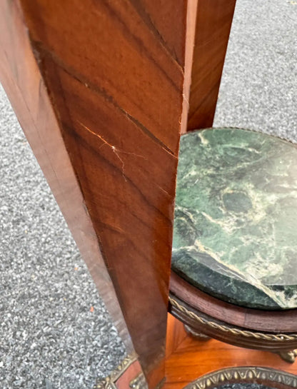 Neoclassical Revival Pedestal with Marble Top and Gilt Bronze Mounts
