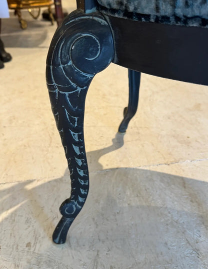 Set of 4 Vintage Iron Grotto Shell Back Chairs — Newly Reupholstered