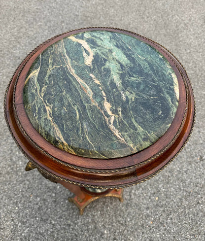 Neoclassical Revival Pedestal with Marble Top and Gilt Bronze Mounts