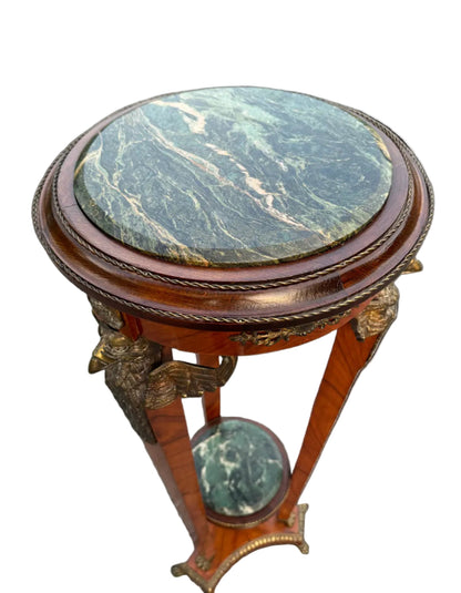 Neoclassical Revival Pedestal with Marble Top and Gilt Bronze Mounts